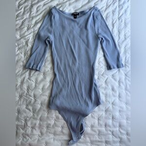 Express Blue Ribbed Bodysuit